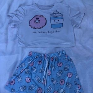 Donut and Coffee Pajama Set